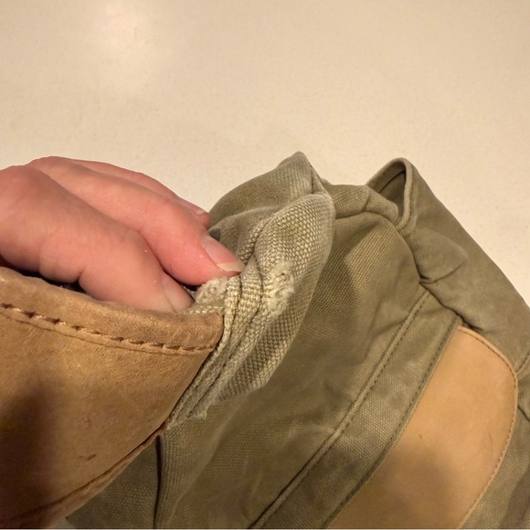 L.L. Bean Olive Canvas Messenger Bag with Brown Accents